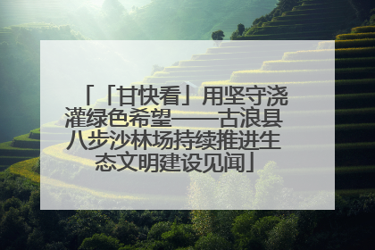 「甘快看」用坚守浇灌绿色希望——古浪县八步沙林场持续推进生态文明建设见闻