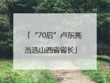 “70后”卢东亮当选山西省省长