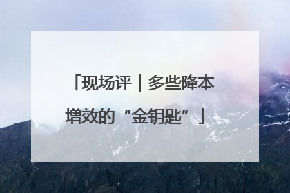 现场评｜多些降本增效的“金钥匙”