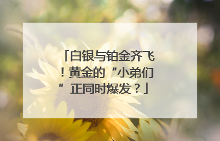 白银与铂金齐飞！黄金的“小弟们”正同时爆发？
