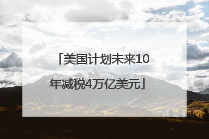 美国计划未来10年减税4万亿美元