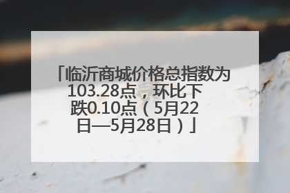 临沂商城价格总指数为103.28点，环比下跌0.10点（5月22日—5月28日）