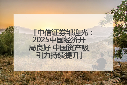 中信证券邹迎光：2025中国经济开局良好 中国资产吸引力持续提升