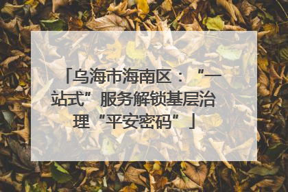 乌海市海南区：“一站式”服务解锁基层治理“平安密码”