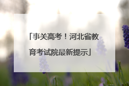 事关高考！河北省教育考试院最新提示