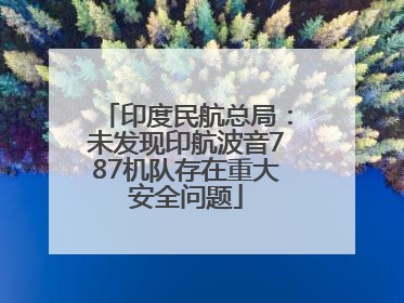 印度民航总局：未发现印航波音787机队存在重大安全问题