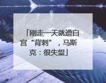 刚走一天就遭白宫“背刺”，马斯克：很失望