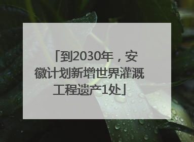 到2030年，安徽计划新增世界灌溉工程遗产1处