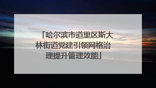 哈尔滨市道里区斯大林街道党建引领网格治理提升管理效能