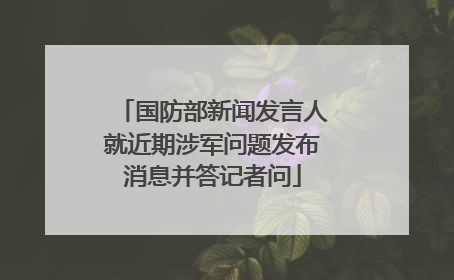 国防部新闻发言人就近期涉军问题发布消息并答记者问