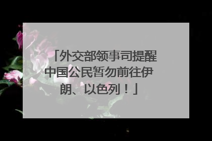 外交部领事司提醒中国公民暂勿前往伊朗、以色列！