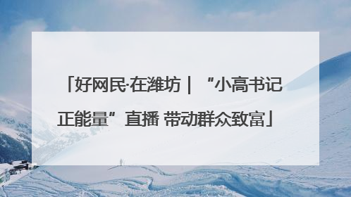 好网民·在潍坊｜“小高书记正能量”直播 带动群众致富