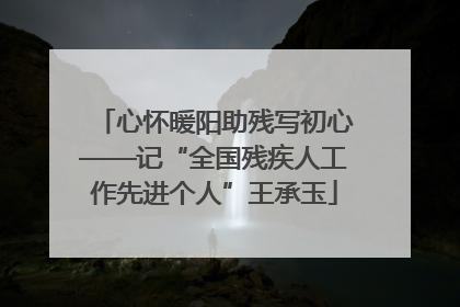 心怀暖阳助残写初心——记“全国残疾人工作先进个人”王承玉