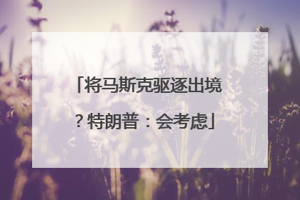 将马斯克驱逐出境？特朗普：会考虑