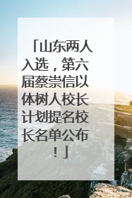 山东两人入选，第六届蔡崇信以体树人校长计划提名校长名单公布！