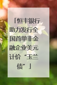 恒丰银行助力发行全国首单非金融企业美元计价“玉兰债”