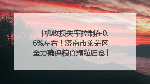 机收损失率控制在0.6%左右！济南市莱芜区全力确保粮食颗粒归仓
