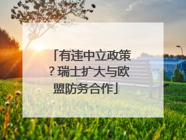 有违中立政策？瑞士扩大与欧盟防务合作