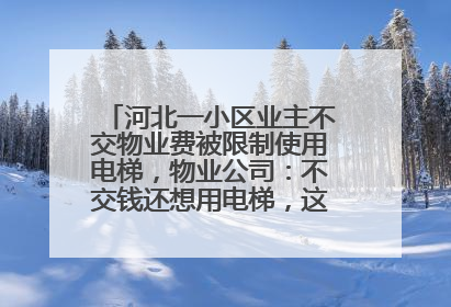河北一小区业主不交物业费被限制使用电梯，物业公司：不交钱还想用电梯，这钱谁出？