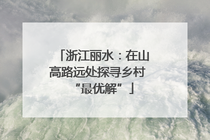 浙江丽水：在山高路远处探寻乡村“最优解”