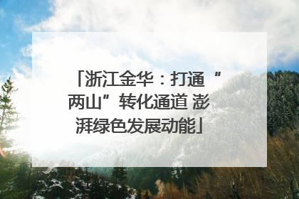 浙江金华：打通“两山”转化通道 澎湃绿色发展动能
