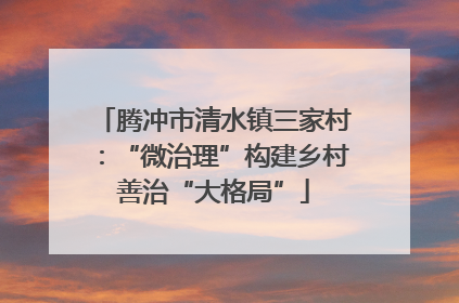 腾冲市清水镇三家村：“微治理”构建乡村善治“大格局”