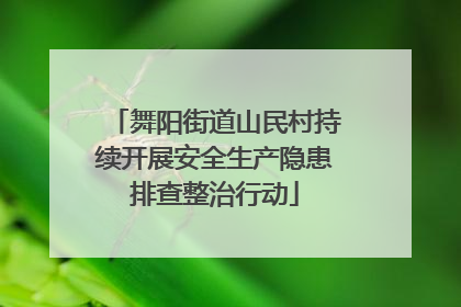 舞阳街道山民村持续开展安全生产隐患排查整治行动
