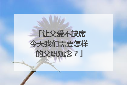 让父爱不缺席 今天我们需要怎样的父职观念？