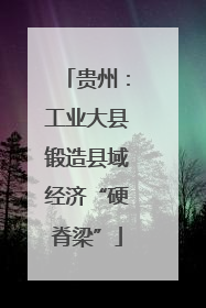 贵州：工业大县锻造县域经济“硬脊梁”