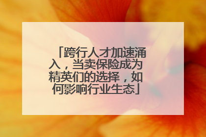 跨行人才加速涌入，当卖保险成为精英们的选择，如何影响行业生态