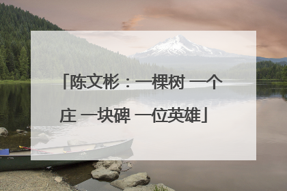 陈文彬：一棵树 一个庄 一块碑 一位英雄