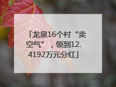 龙泉16个村“卖空气”，领到12.4192万元分红