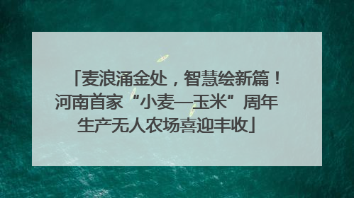 麦浪涌金处，智慧绘新篇！河南首家“小麦—玉米”周年生产无人农场喜迎丰收