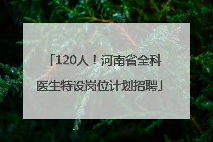 120人！河南省全科医生特设岗位计划招聘