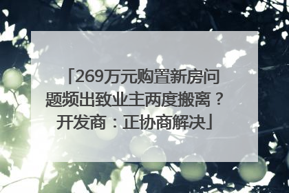 269万元购置新房问题频出致业主两度搬离？开发商：正协商解决