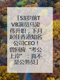 53岁前TVB演员马浚伟升职，下月起任香港知名公司CEO！曾回应“考公上岸”：真不是公务员